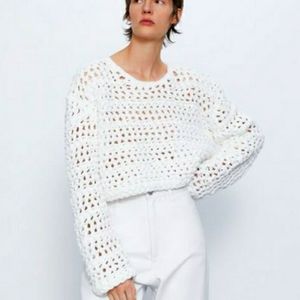 Zara Cropped Chenille Sweater